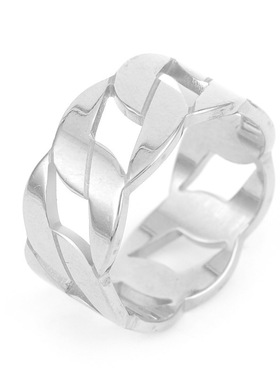 钛钢麻花镂空戒指5351