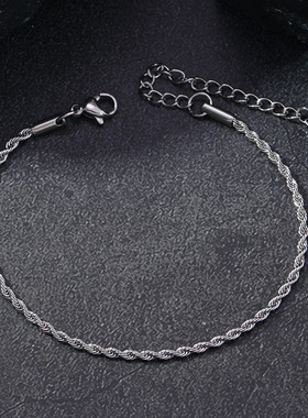 欧美跨境极简钛钢男手链