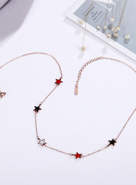 创意彩色钛钢星星项链