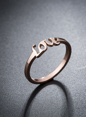 欧美钛钢玫瑰金情侣戒指