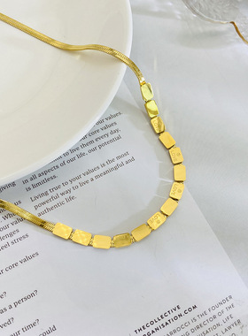 欧美创意钛钢love锁骨链