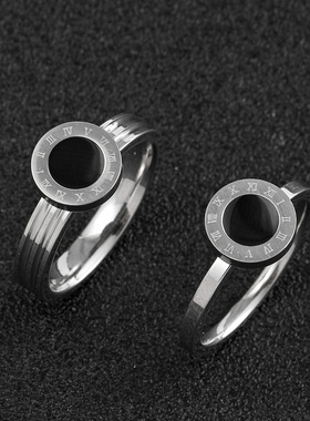 跨境不锈钢罗马数字情侣戒指