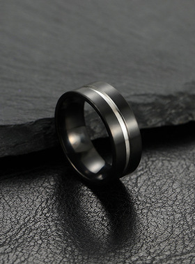 跨境简约双色不锈钢男戒