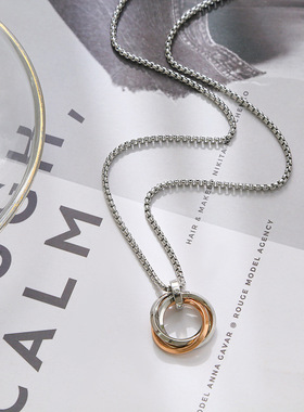 欧美热销不锈钢三环项链