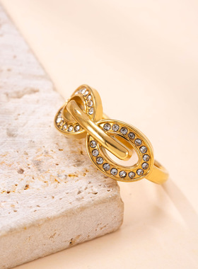 跨境爆款钛钢镶钻食指戒