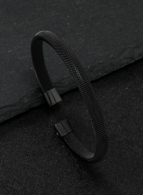 钛钢手镯钢丝网编织百搭