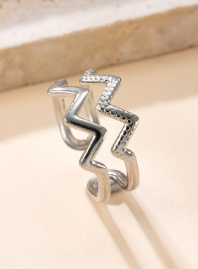 跨境时尚不锈钢不规则开口戒指