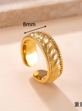 跨境亚马逊不锈钢镀18K金戒指