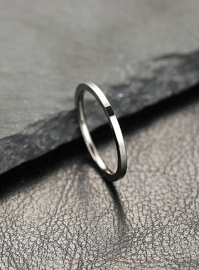 跨境钛钢女款2mm素圈戒指