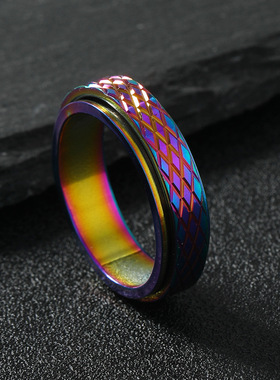 朋克风可转动镀钛钢戒指