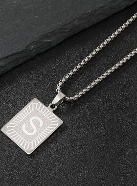 欧美热销钛钢英文字母项链