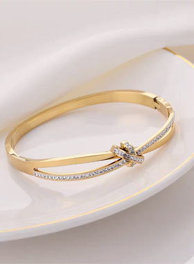 新款饰品满钻结手镯女钛钢经典