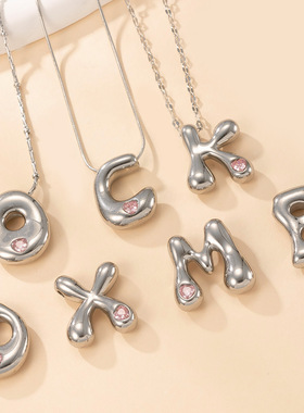 不锈钢26字母彩钻项链配件