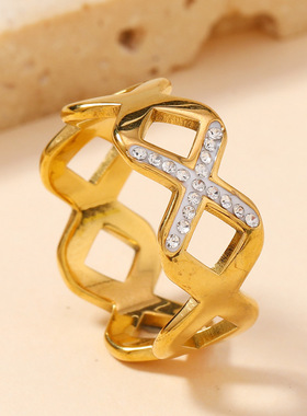 跨境钛钢镂空8字戒指1