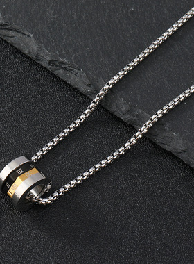 跨境罗马数字小蛮腰男士钛钢项链