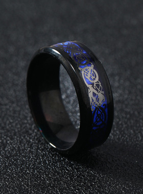 跨境热卖龙纹不锈钢男士戒指