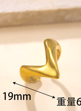 跨境热销不锈钢V形开口戒指