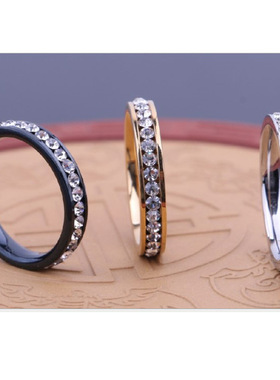 情侣钛钢镶钻满天星戒指