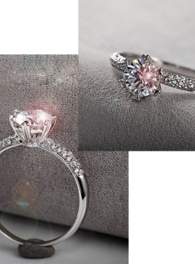 两克拉六爪仿真结婚钻戒