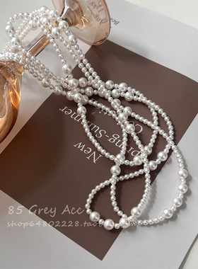 施家珠珠叠戴项链女2025新款爆款轻奢多层复古气质毛衣链锁骨链