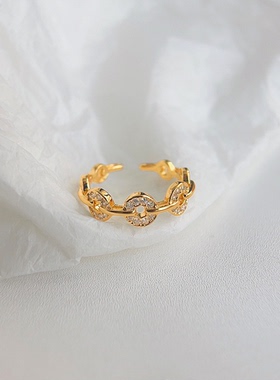 金色小马铜钱开口戒指本命年