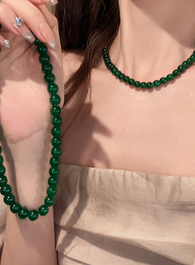新中式绿色串珠项链女