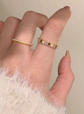 焦糖香芋彩色滴釉戒指女