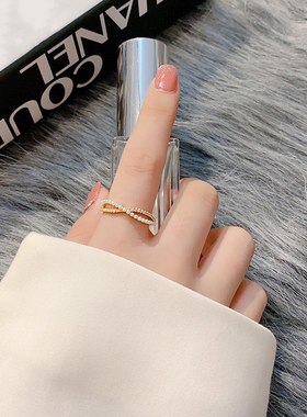 日韩双层珍珠戒指女气质