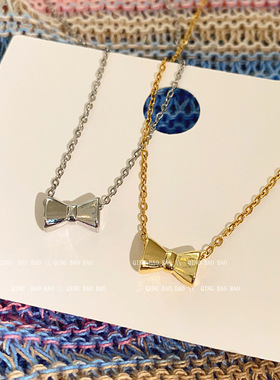日韩领结吊坠项链女新款精致