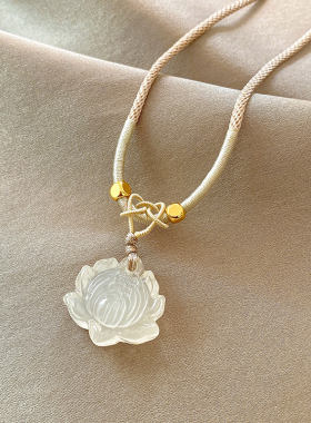 新中式编织绳莲花吊坠项链