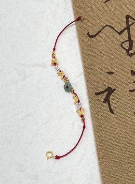 新中式有钱花金色蝴蝶珍珠手链