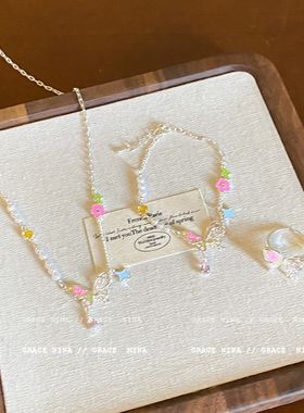 春日恋蝶！镂空蝴蝶珠珠项链女2025新款甜美高级感春天配饰锁骨链