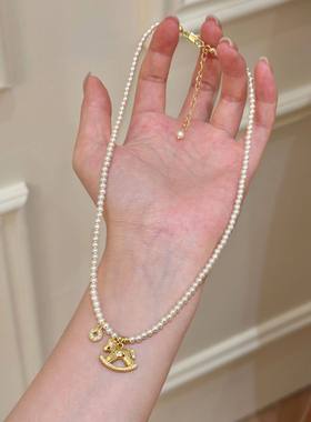 轻奢小众马上有钱小马吊坠项链