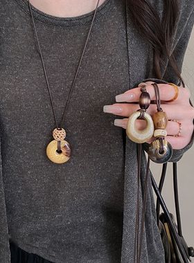 新中式晕染不规则长款毛衣链