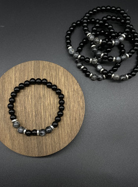 日韩黑色复古磨砂玻璃小众手链