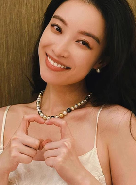 倪妮同款项链混彩糖果珠珠项链毛衣链轻奢设计感女马卡龙轻奢小众