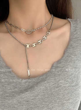 日韩双层流苏链条项链