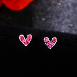 925纯银针爱心耳钉
