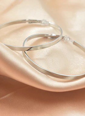 宁艺卓同款素圈耳环女款夏天夸张大圈圈耳饰高级感耳圈无耳洞耳夹