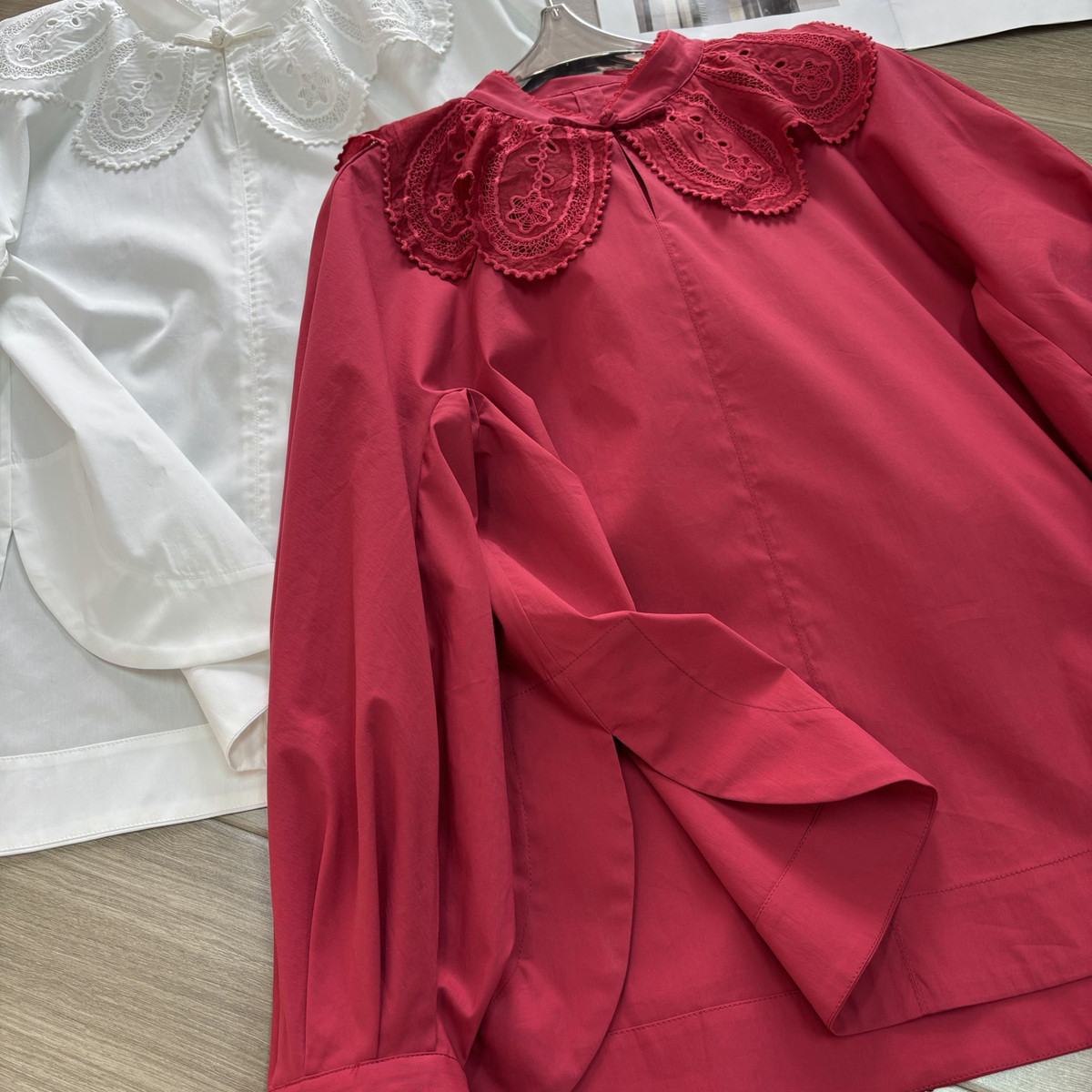 七七绣镂空云肩花瓣领减龄气质喇叭袖宽松上衣小衫YS1-zl-A77201,淘宝优惠券,粉丝福利购,淘宝优惠卷