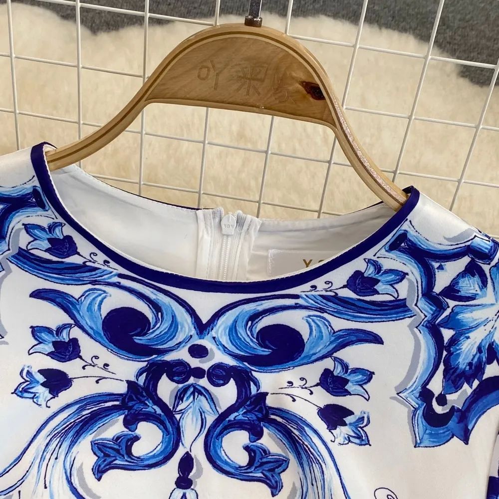 Fashion Designer Runway Red Blue and White Porcelain Print D - 图3