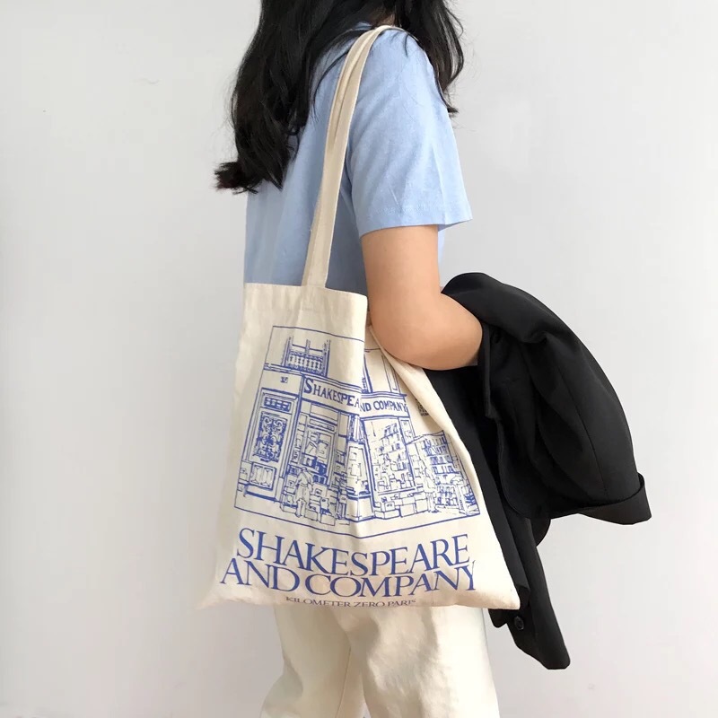 Women Canvas Shoulder Bag Shakespeare Print Ladies Shopping - 图0