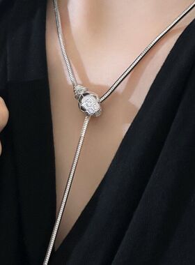 S925纯银中古风灵蛇项链意大利蛇骨链轻奢高级感女秋冬颈链毛衣链