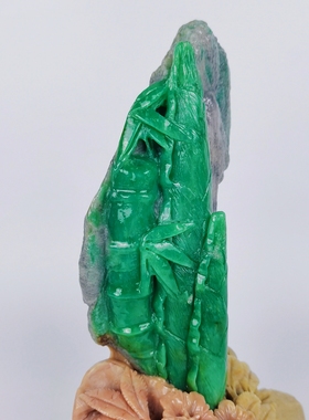 节节高升笋竹子精美天然青田玉石雕刻广东绿植物摆件雅俗纯手工艺