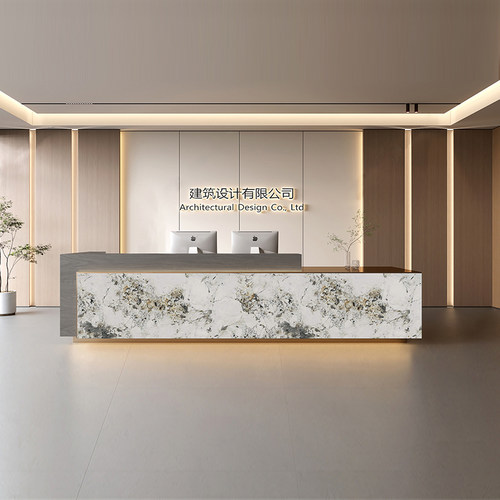 承接订制现代简约公司前台接待桌酒店大堂接待台吧台高级感收银台 - 图1