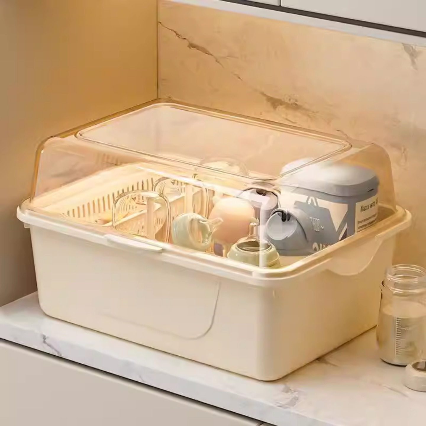 奶瓶收纳箱防尘带盖婴儿用品沥水架宝宝餐具玩具新生儿辅食收纳盒,淘宝优惠券,粉丝福利购,淘宝优惠卷