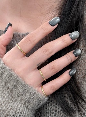 极简破碎感闪晶闭口戒指女