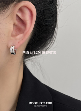简约百搭几何圆形纹理质感耳环女