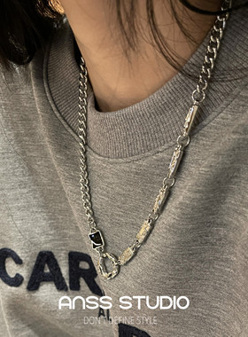 百搭圆环拼接链条锆石卫衣链