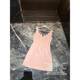 TF* Sexy urban design cutout small leather rope pink dress